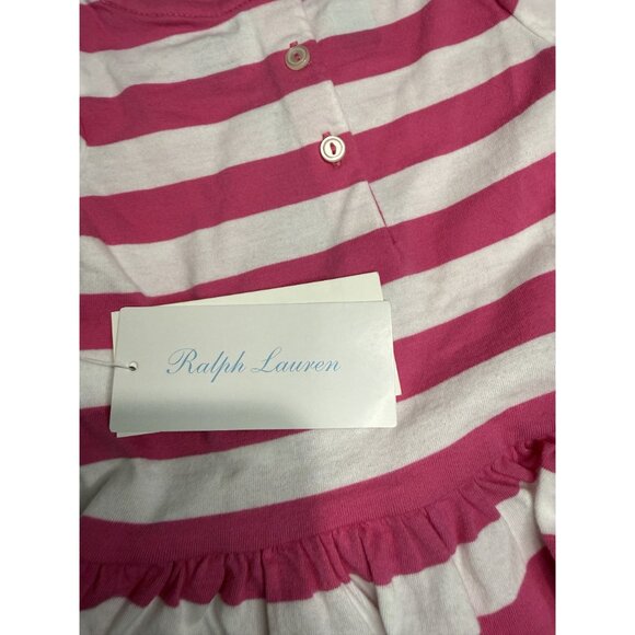 NWT Ralph Lauren Baby Girls Striped Polo Bear Peplum Tee Size 3M Pink $40 [jb] - Picture 8 of 8